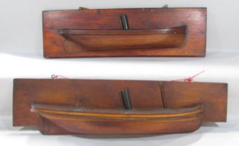 A pair of 19th century half hulls 73cm long, (as found)