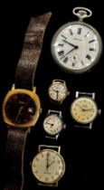 A group of assorted wristwatches to include a small 9ct yellow gold cased Waltham Incabloc 17