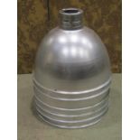 A set of six industrial domed aluminium ceiling pendant light shades, 38cm high x 47cm diameter