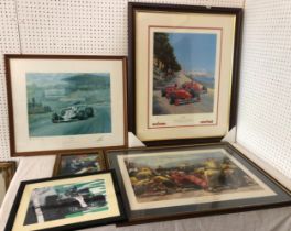 Five Formula 1 Racing prints to include: Alan Fearnley - two prints: 'Alan Jones' limited edition