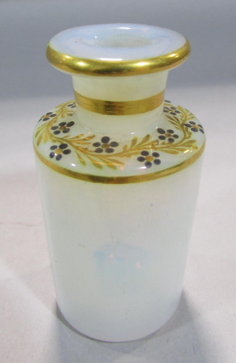 A 19th century continental scent bottle box with a ring handle opening to reveal four opaque scent - Image 6 of 7
