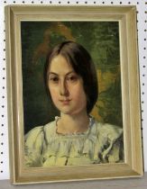 Early 20th Century School - Portrait of a Girl in White Dress, quarter-length, unsigned, with W.