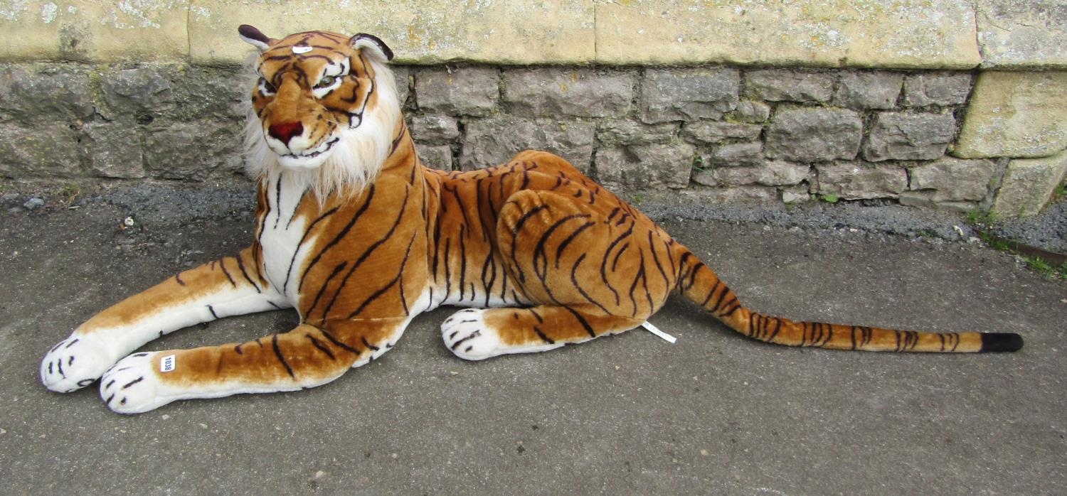 A large Bengal soft toy tiger