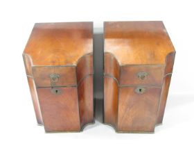A pair of Georgian mahogany cutlery boxes, one converted to stationery, the other to candles