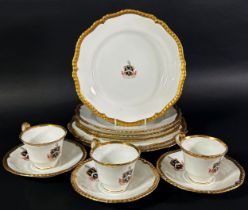 A Copeland Armorial part tea/dinner service comprising two large plates, four side plates, three tea