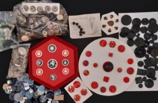 A collection of 20th century buttons in casein and plastic, mostly Art Deco style in a range of