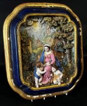 A continental wall plaque (possibly German) Gesso & Bisque in relief c.1880s of the Madonna in
