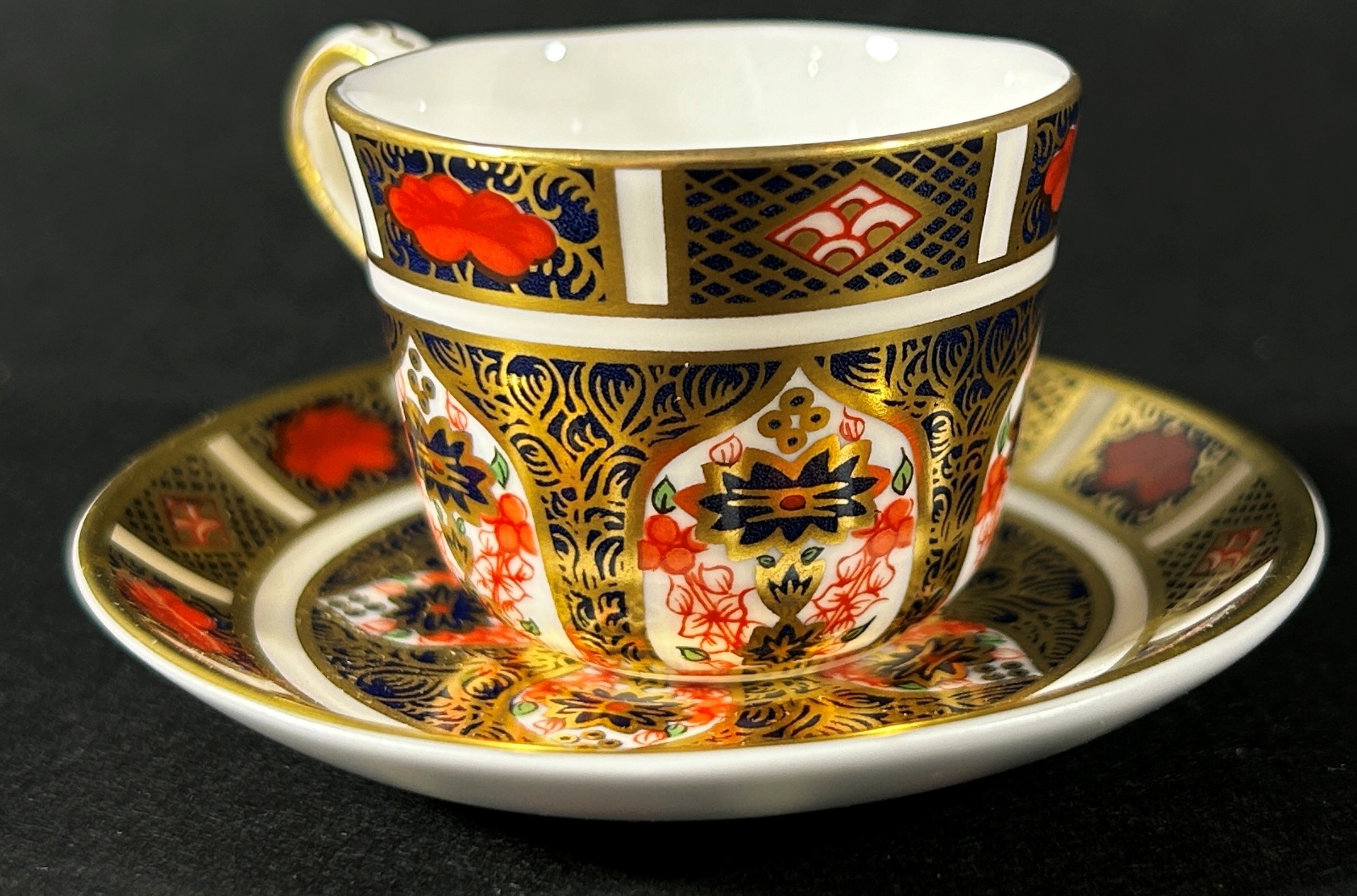 Crown Derby miniature cup and saucer with rich Imari detail, further miniature vase similarly - Image 2 of 4