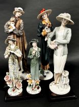 Five Florence figurines after Giuseppe Armani, female figures in period dresses