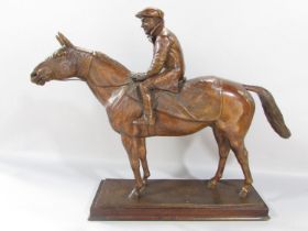 A Limited Edition Bronze Study of the Jockey/Trainer Fulke Walwyn on horseback, edition 9/9 signed