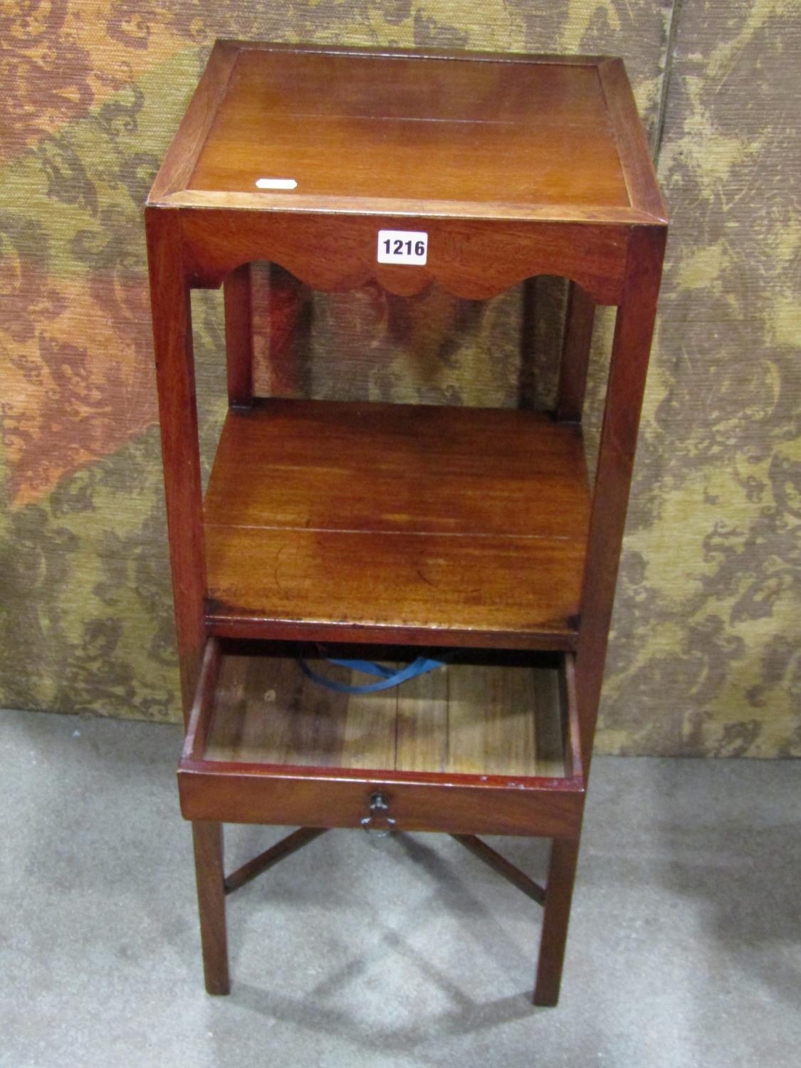 A Georgian mahogany washstand on square cut supports united by a shaped X framed stretcher, 79cm - Image 3 of 6