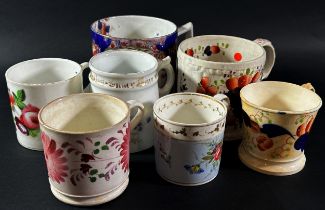 A quantity of 19th century china to include a lustre jug with hand painted detail, a Staffordshire