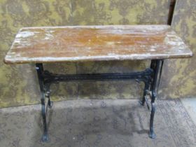 A Victorian iron and mahogany pub table of rectangular form, stamped Palester, Wolverhampton