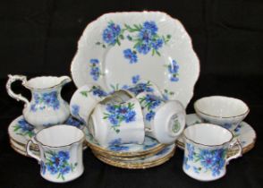 A collection of Spode Hammersley cornflower pattern tea ware