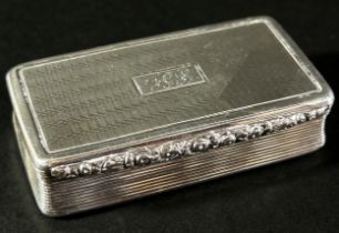 A silver William IV snuff box Birmingham 1833, makers mark rubbed, 6.8cm wide, 2 oz approx