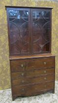 A Regency mahogany secretaire bookcase, 210cm high x 110cm w x 54cm d