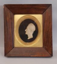 A 19th century wax portrait bust of John Atkinson Ransome (1779 - 1837) in profile, Ransome was