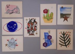 Eight cards painted by Rita Bronowski with poems written by Bruno Bronowski printed inside, signed