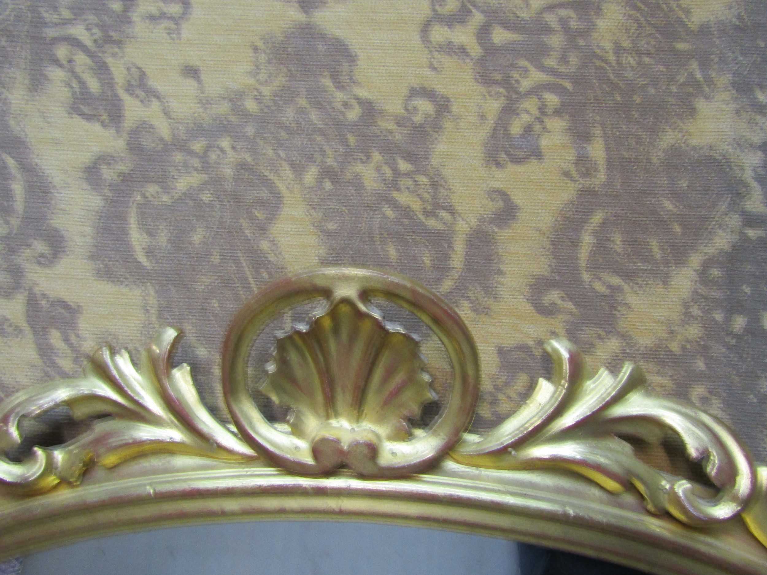 A Victorian overmantle mirror, with shaped outline beneath a shell and acanthus scroll with gilded - Image 2 of 5