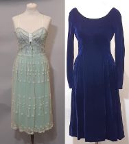 Two vintage dresses by Frank Usher circa 1970's comprising a lightweight evening dress of lace