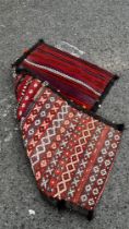 A North African Tribal flat weave saddle bag with a geometric repeating pattern.