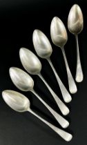 Six silver serving spoons, London, of mixed makers and dates, 11.4 ozs approximately