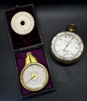 A Short & Mason compensated pocket altitude meter, together with a Morris's Patent Chartometer