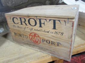 A wooden case of twelve bottles of Croft 1975 Vintage Port, bottled 1977.
