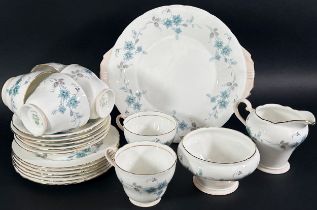 A collection of Aynsley Delphine tea wares and Aynsley Wild Tudor tea wares