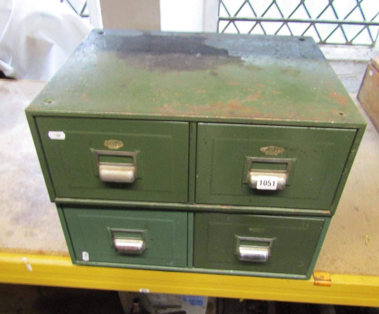 Two vintage green painted steel index filing cabinets - Image 3 of 3
