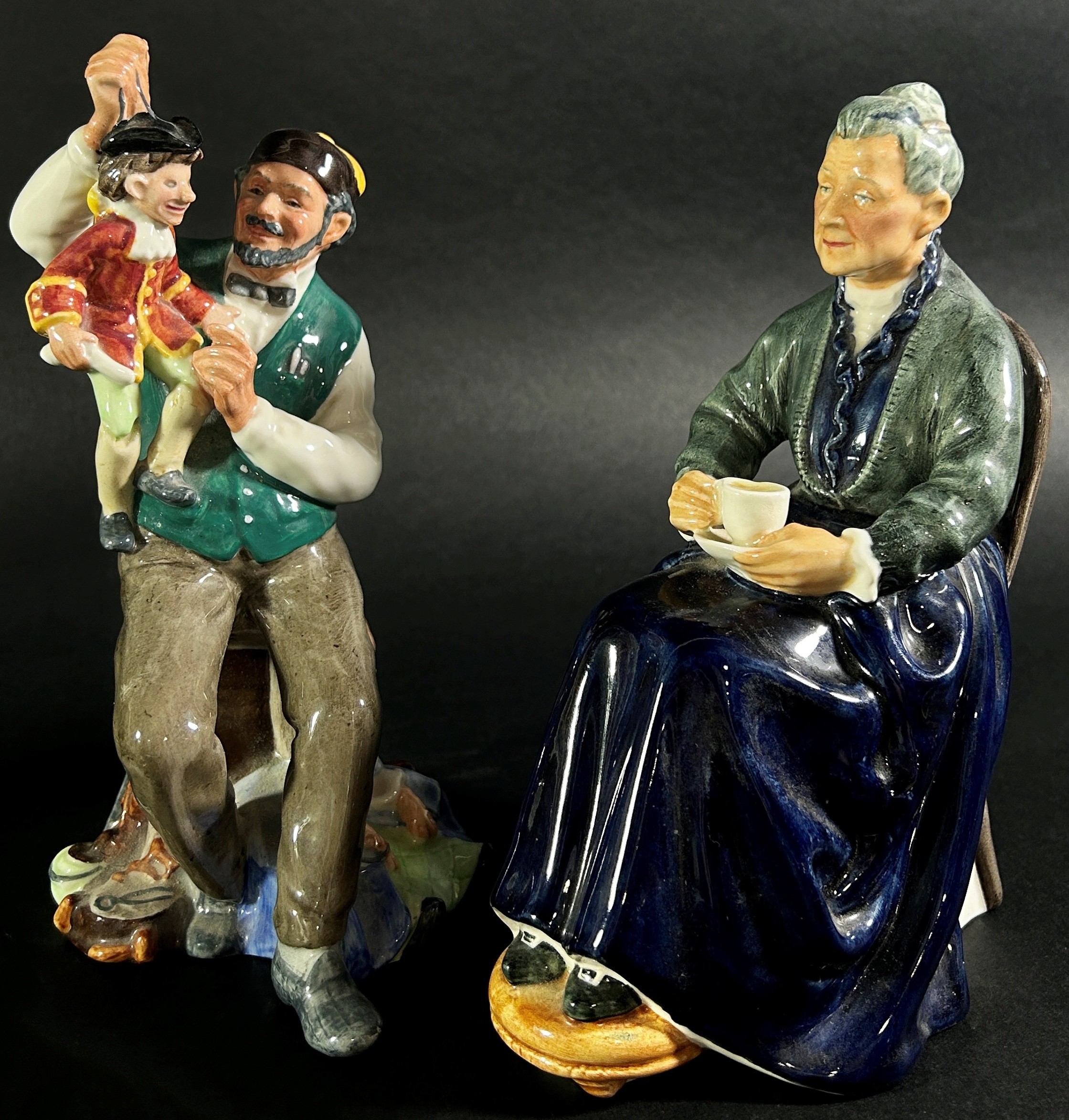 A 19th century German group - female harpist, a Doulton figure - The Puppet Maker, HN2253, The Cup - Image 3 of 3