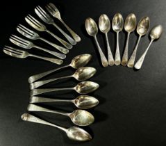 Six silver soup spoons, Sheffield 1924, maker Cooper Brother & Sons Ltd, six 19th century dessert