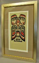 Indigenous American limited edition silk screen print on paper, indistinctly signed, numbered 19/100