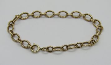 Vintage 9ct fancy link bracelet, maker 'C&F', possibly Cropp & Farr Ltd, 22.2cm L approx, 11.9g,