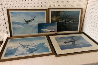 Four assorted signed RAF prints to include: Three prints of paintings by Robert Taylor titled '