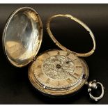 A Victorian silver cased fob / pocket watch, the case made in London, 1846 by Josiah Barnett &