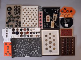 A collection of mixed buttons including 19th century metal buttons, cut steel, small metal