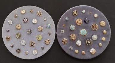 A collection of fifty 19th-20th century enamel buttons of various styles and sizes including buttons