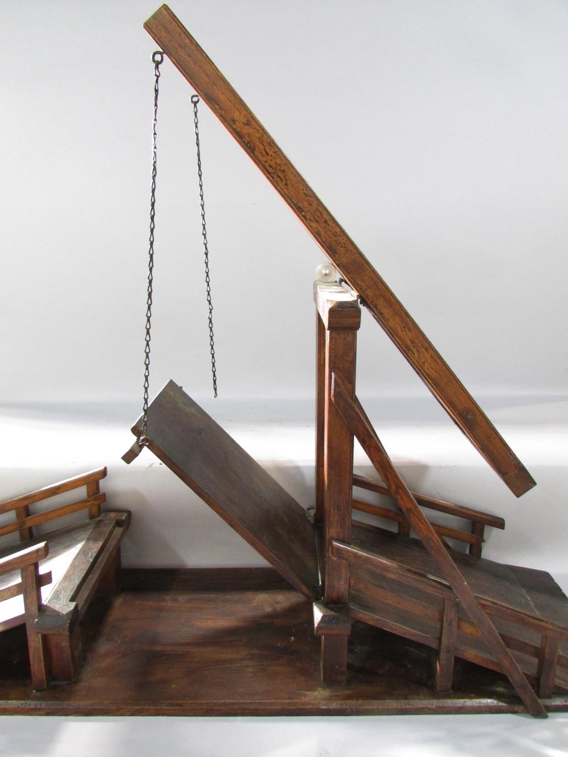 A wooden model of a Dutch Canal Lifting Bridge, 87cm x 47cm. - Image 3 of 3