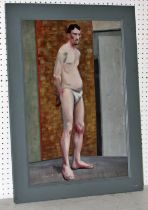 Bernard Kay (British, 1927-2021) - Standing Male Nude, artist's name inscribed to canvas, oil on