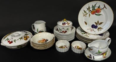 A large collection of Worcester Evesham pattern tableware comprising tureens, bowls, graduated