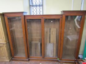 A large good quality mid-19th century oak inverted breakfront sectional bookcase of full height,