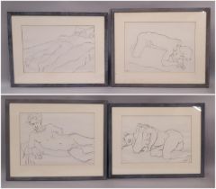 Ian Rank-Broadley (British, b.1952) - Four male nude life drawings (1994), probably from the same