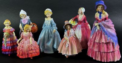 A collection of five Royal Doulton figurines to include Annette, Rose, Lily, The Little