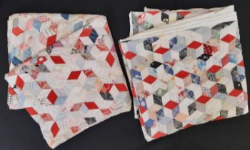 Two vintage traditional patchwork quilts circa 1930's, both lined and composed of hand stitched