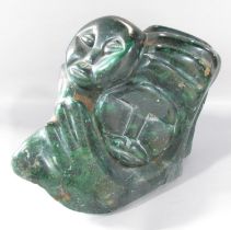 A Zimbabwe Shona Stone Carving of two people embracing, 22cm x 24cm.