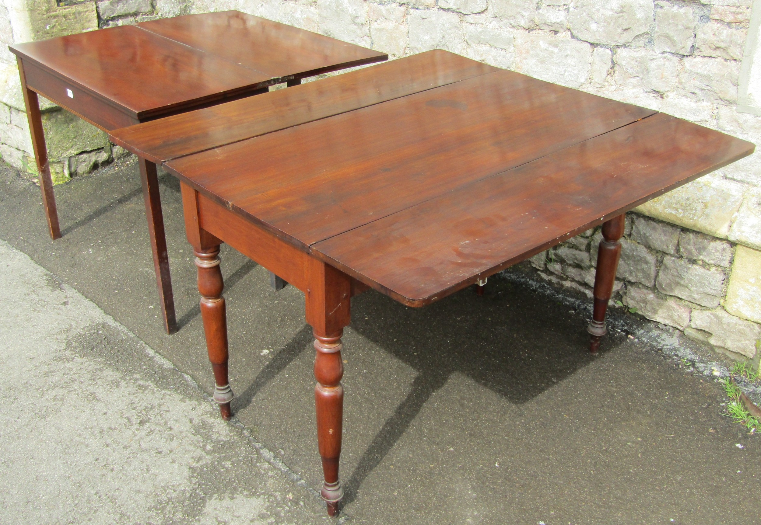 A Georgian mahogany side table with frieze drawer and squared tapered supports together with a - Image 3 of 7