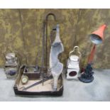 A collection of miscellaneous vintage items to include a Herbert Terry anglepoise table lamp, a