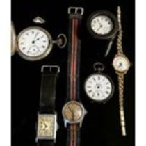 A mixed collection of wristwatches: Kewa military example, with luminous Arabic numerals and hands