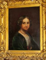 19th Century School - Portrait of a young girl, quarter-length with head turned to the right looking